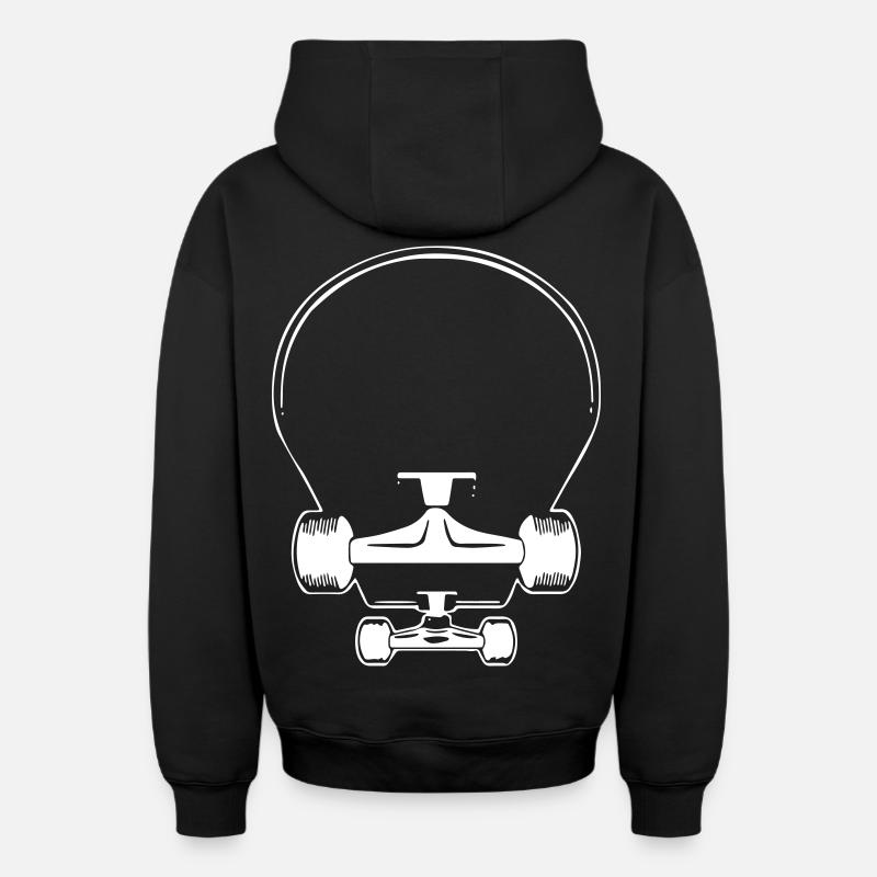Skateboard - Sweat à capuche unisexe zippé oversize épais SPREAD - noir