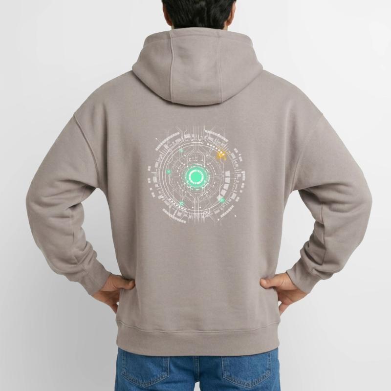 nerd CPU core computer code pc platine raumschiff Oversized Heavyweight Unisex Zip Hoodie