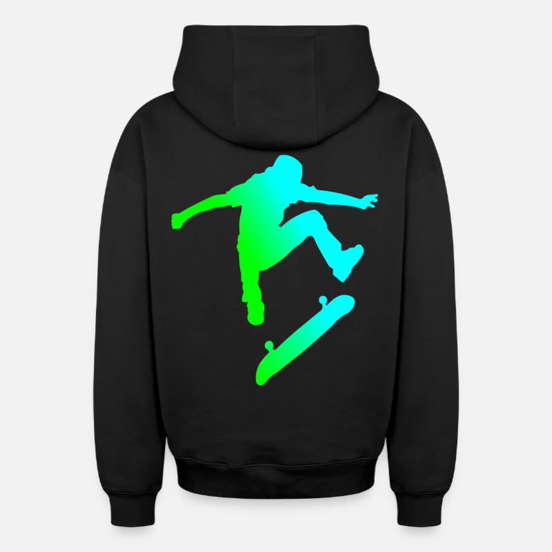 patineur - Sweat à capuche unisexe zippé oversize épais SPREAD - noir