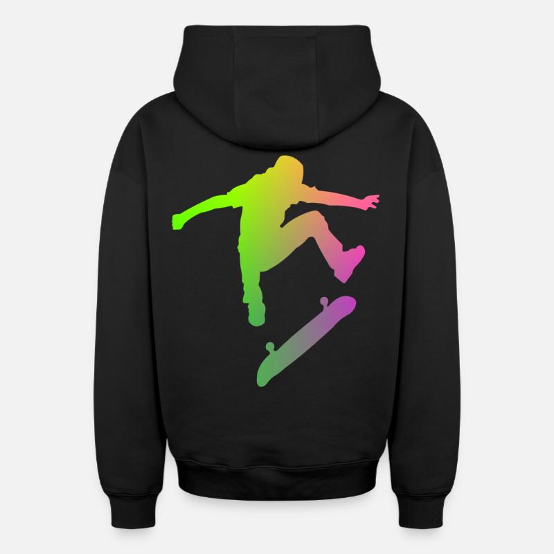 patineur - Sweat à capuche unisexe zippé oversize épais SPREAD - noir