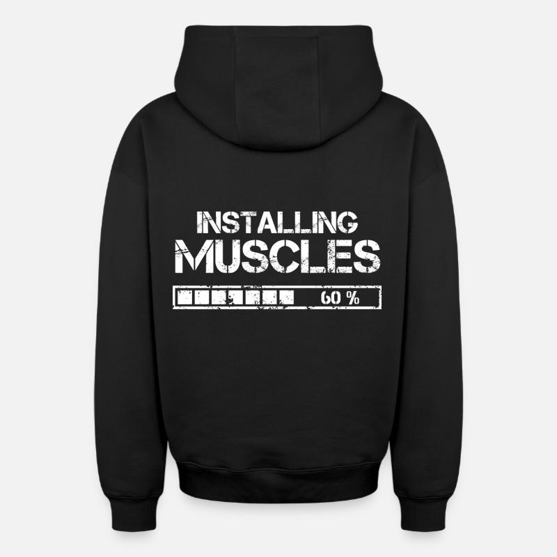 Installer des muscles - Sweat à capuche unisexe zippé oversize épais SPREAD - noir