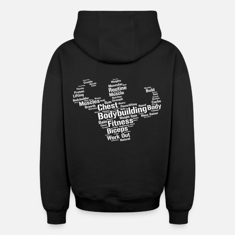 Bodybuilder - Sweat à capuche unisexe zippé oversize épais SPREAD - noir