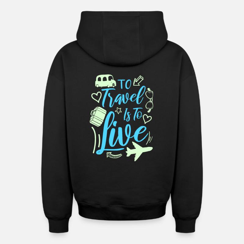 Voyage - Sweat à capuche unisexe zippé oversize épais SPREAD - noir