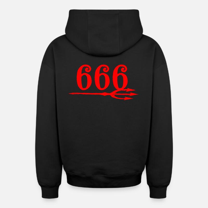 666 Devils Trident - Oversized Heavyweight Unisex Zip Hoodie - Schwarz