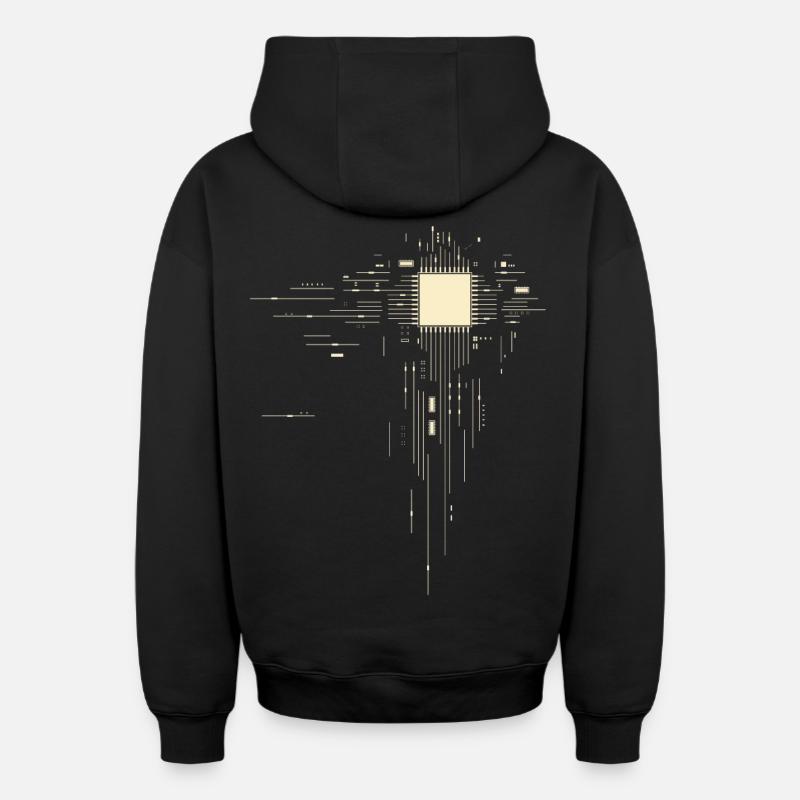 Processor - PCB - Oversized Heavyweight Unisex Zip Hoodie - black