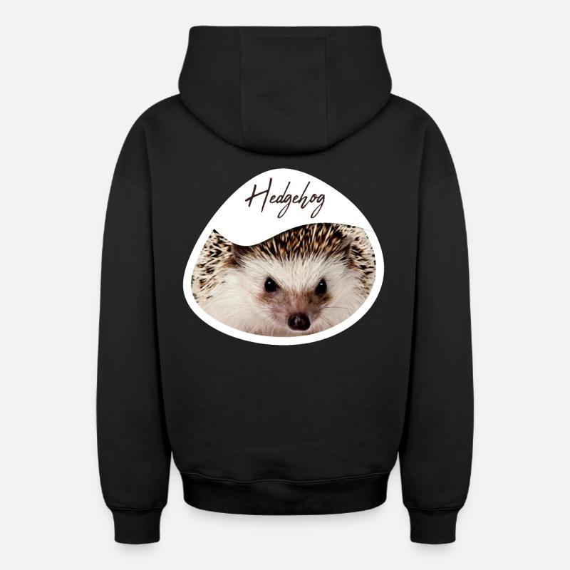 Hérisson - Sweat à capuche unisexe zippé oversize épais SPREAD - noir