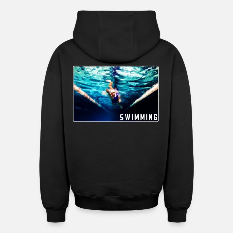 Natation - conception - Sweat à capuche unisexe zippé oversize épais SPREAD - noir