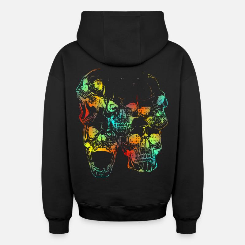 crânes - Sweat à capuche unisexe zippé oversize épais SPREAD - noir