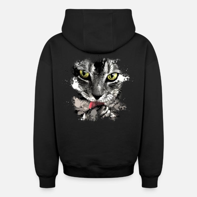 Chemise Cool Cats - Sweat à capuche unisexe zippé oversize épais SPREAD - noir