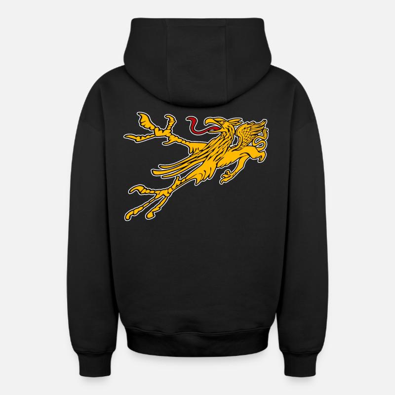 Griffon de Rostock - Sweat à capuche unisexe zippé oversize épais SPREAD - noir