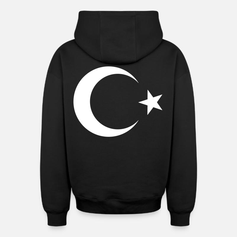 Drapeau turc noir - Sweat à capuche unisexe zippé oversize épais SPREAD - noir