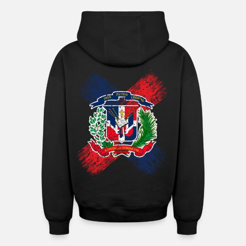 République dominicaine - Sweat à capuche unisexe zippé oversize épais SPREAD - noir