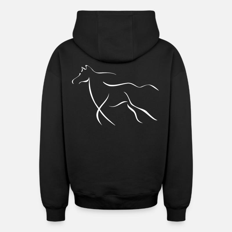 Cheval élégant - Sweat à capuche unisexe zippé oversize épais SPREAD - noir