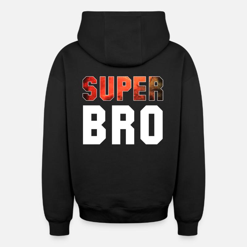 Super frère frère cadeau - Sweat à capuche unisexe zippé oversize épais SPREAD - noir
