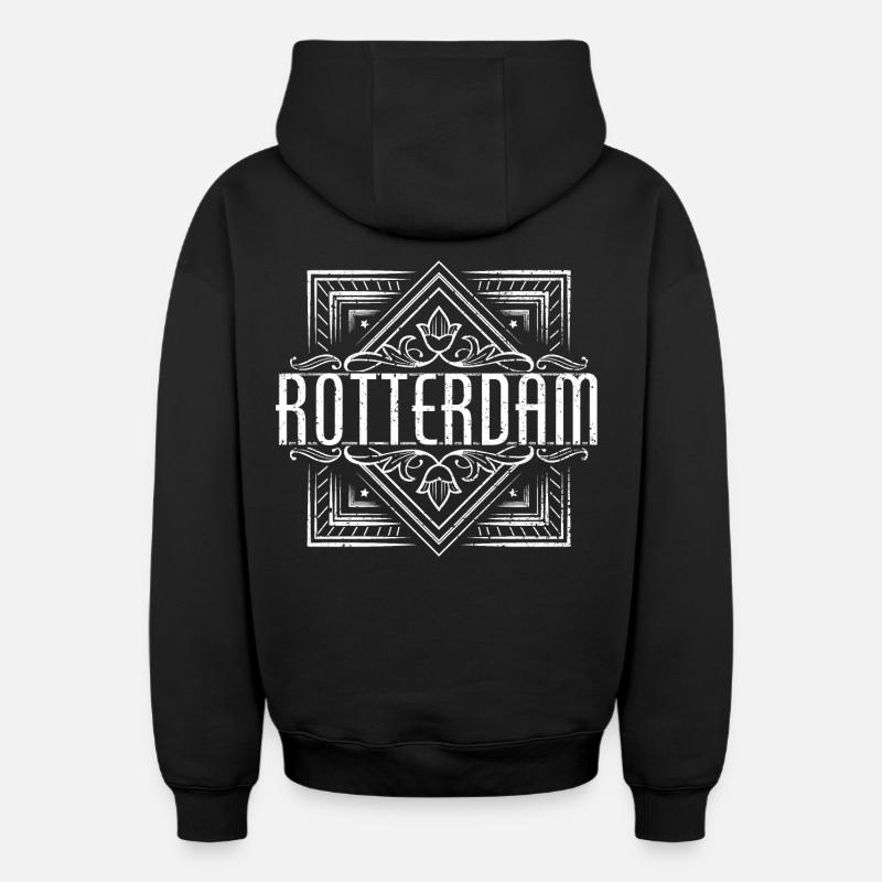 Conception de Rotterdam - Sweat à capuche unisexe zippé oversize épais SPREAD - noir