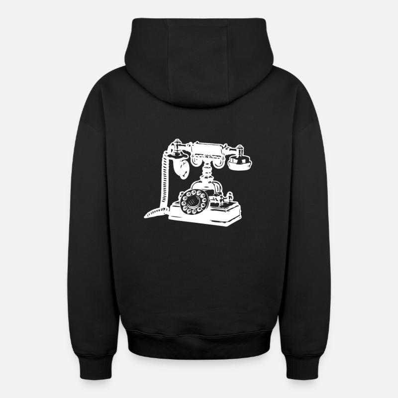 Téléphone antique - Sweat à capuche unisexe zippé oversize épais SPREAD - noir