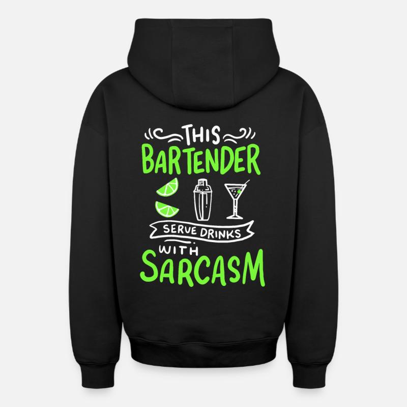 Barman - Sweat à capuche unisexe zippé oversize épais SPREAD - noir