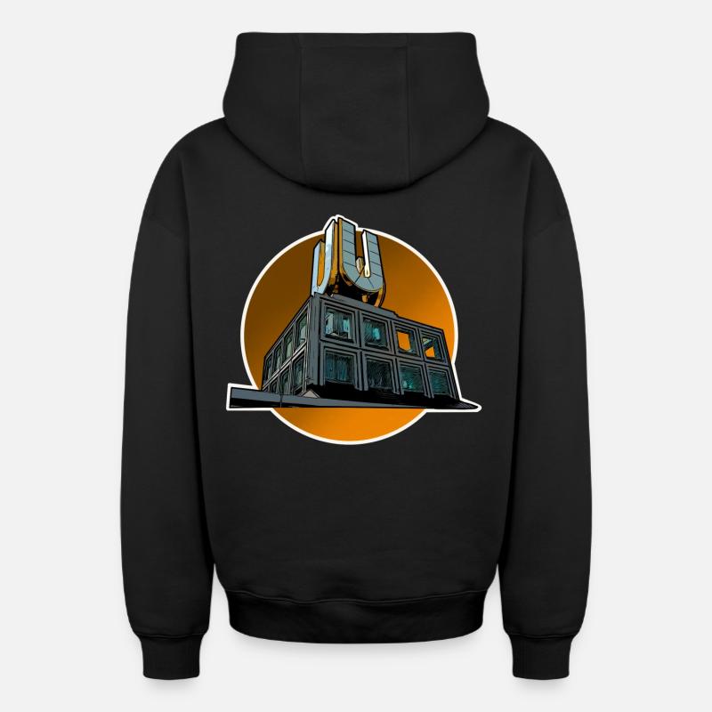 Dortmund - Sweat à capuche unisexe zippé oversize épais SPREAD - noir