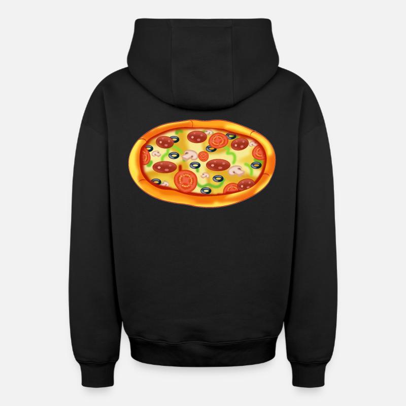 Pizza - Sweat à capuche unisexe zippé oversize épais SPREAD - noir