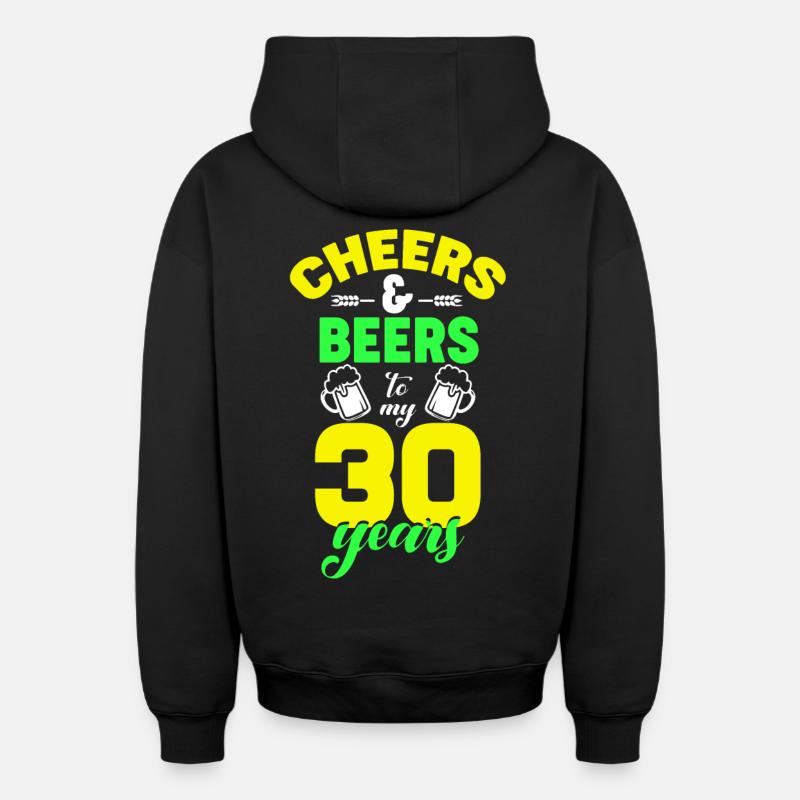 Acclamations et bières - 30e anniversaire - Sweat à capuche unisexe zippé oversize épais SPREAD - noir