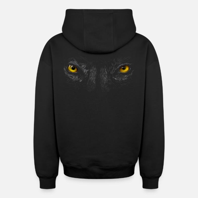yeux - Sweat à capuche unisexe zippé oversize épais SPREAD - noir