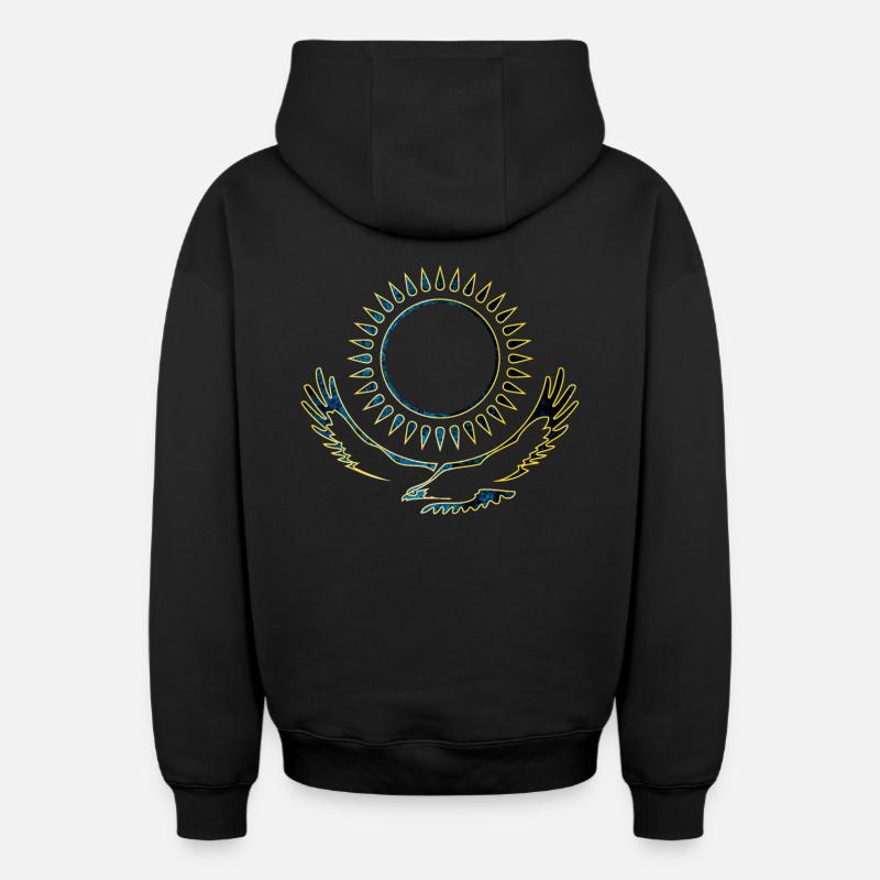 Kazakhstan Adler noble - Sweat à capuche unisexe zippé oversize épais SPREAD - noir