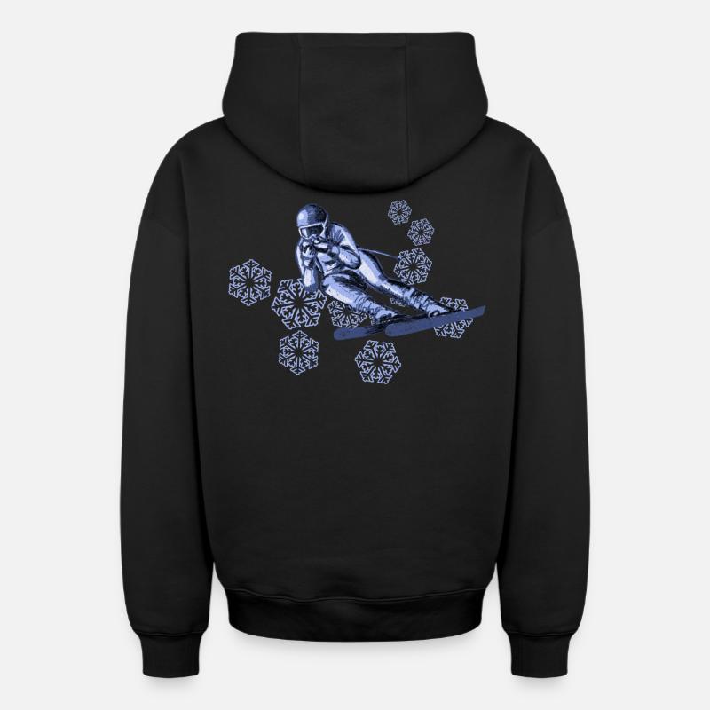 skiing - Sweat à capuche unisexe zippé oversize épais SPREAD - noir
