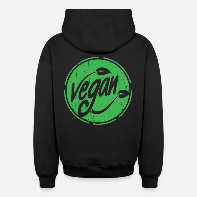 Conception végétalienne - Sweat à capuche unisexe zippé oversize épais SPREAD - noir