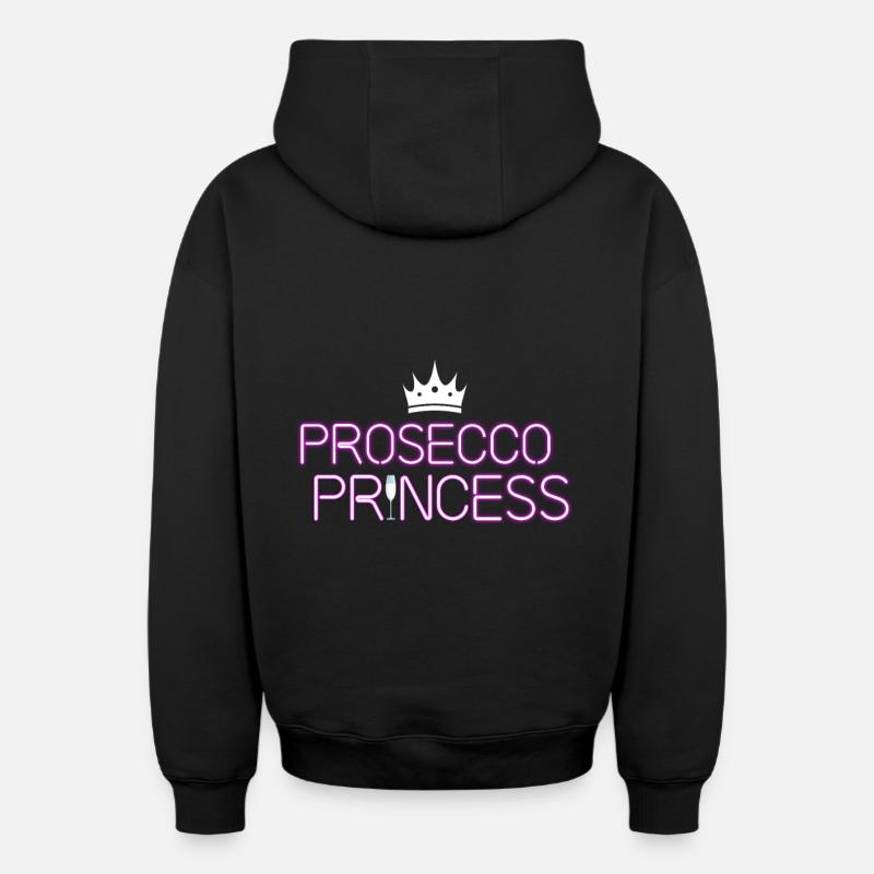 Prosecco Princesse - Sweat à capuche unisexe zippé oversize épais SPREAD - noir