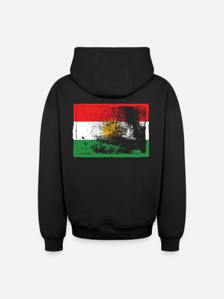 Kurdes Kurdistan - Sweat à capuche unisexe zippé oversize épais SPREAD - noir