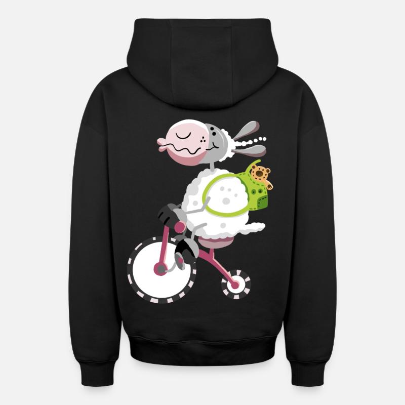 Mouton avec vélo - Sweat à capuche unisexe zippé oversize épais SPREAD - noir