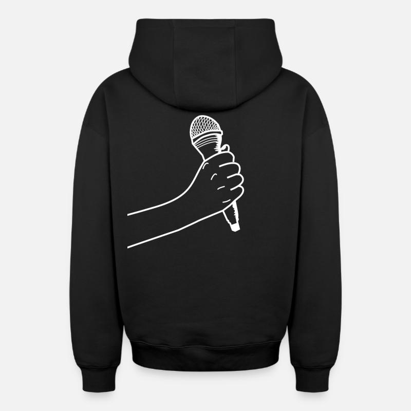 Main avec microphone - Sweat à capuche unisexe zippé oversize épais SPREAD - noir