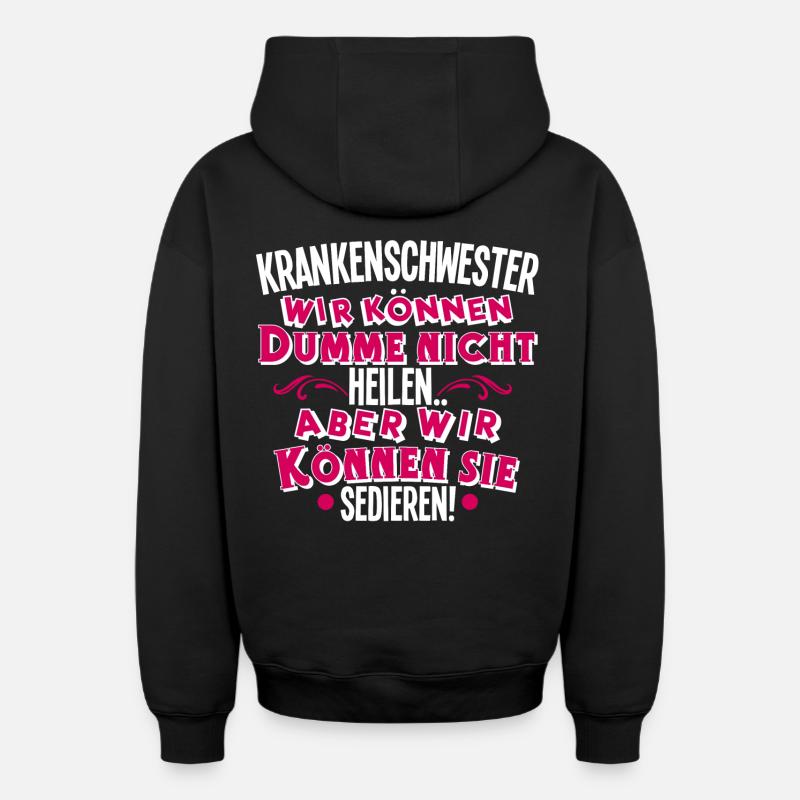 Infirmière - Sweat à capuche unisexe zippé oversize épais SPREAD - noir