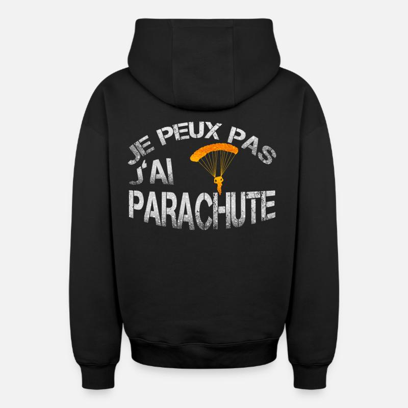 Parachute - Sweat à capuche unisexe zippé oversize épais SPREAD - noir