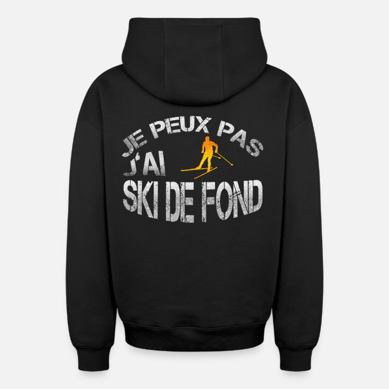 Ski de fond - Sweat à capuche unisexe zippé oversize épais SPREAD - noir