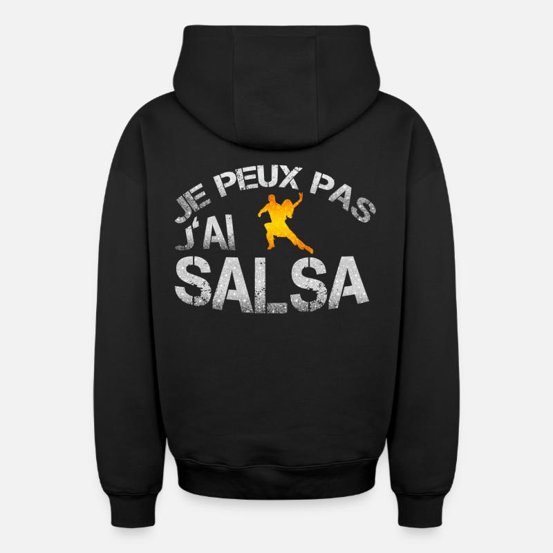 Salsa - Sweat à capuche unisexe zippé oversize épais SPREAD - noir
