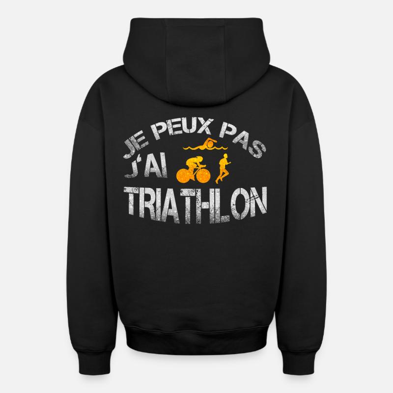Triathlon - Sweat à capuche unisexe zippé oversize épais SPREAD - noir