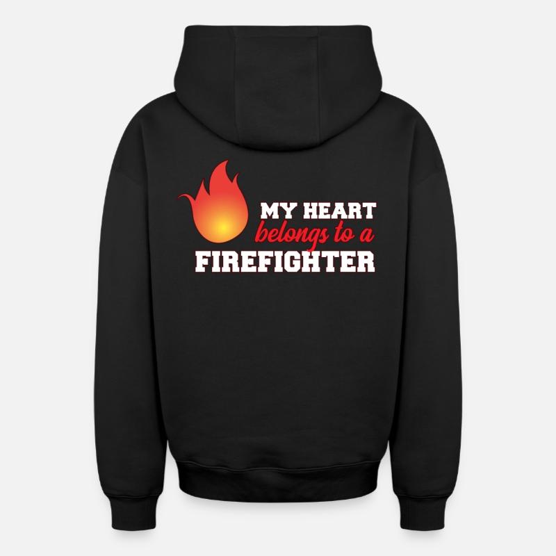 pompiers - Sweat à capuche unisexe zippé oversize épais SPREAD - noir