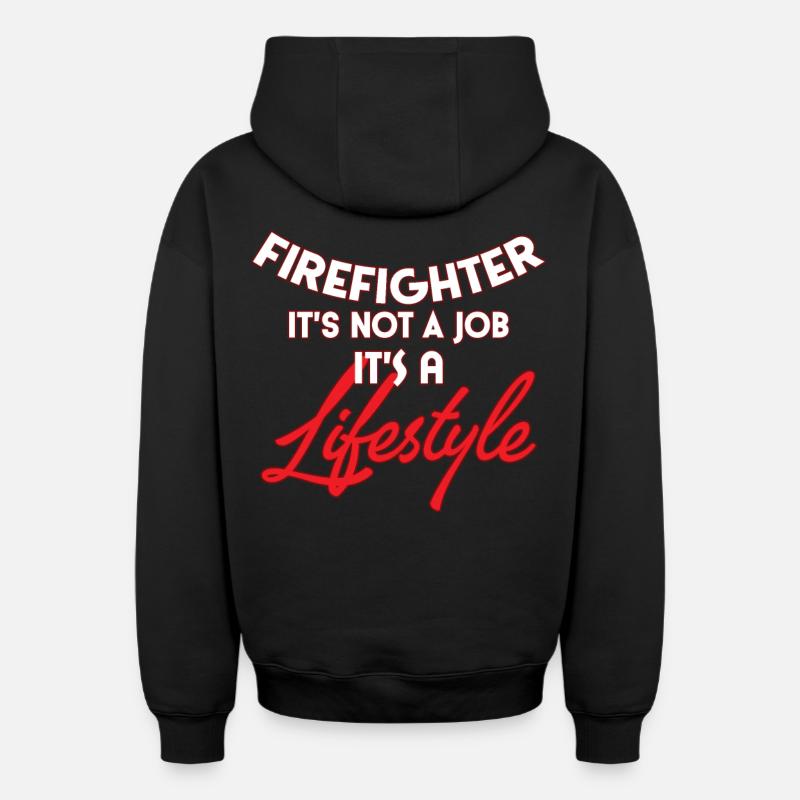 pompiers - Sweat à capuche unisexe zippé oversize épais SPREAD - noir