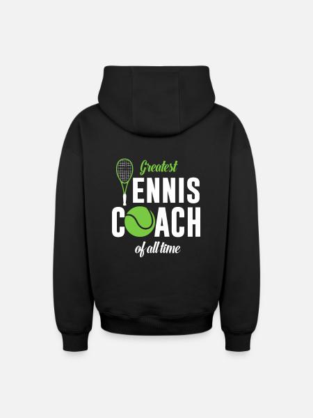Largest tennis coach ever - Oversized Heavyweight Unisex Zip Hoodie - black