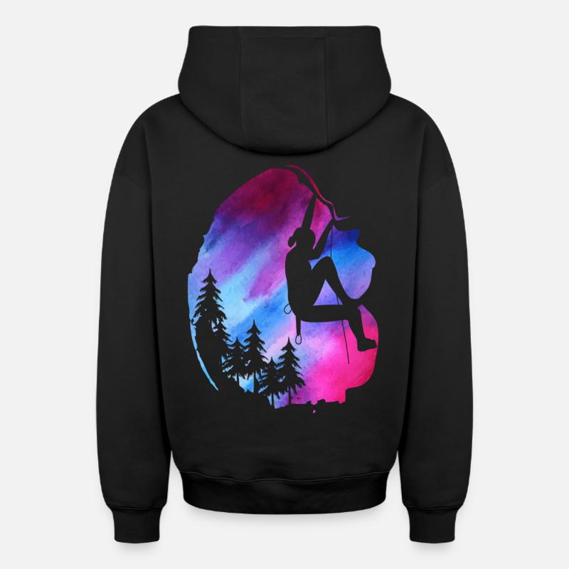 Aventure en tyrolienne grimpeuse - Sweat à capuche unisexe zippé oversize épais SPREAD - noir