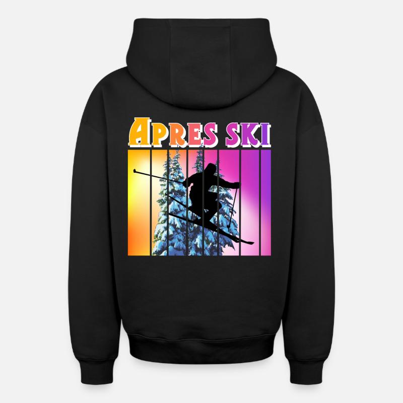 Apres ski - Sweat à capuche unisexe zippé oversize épais SPREAD - noir