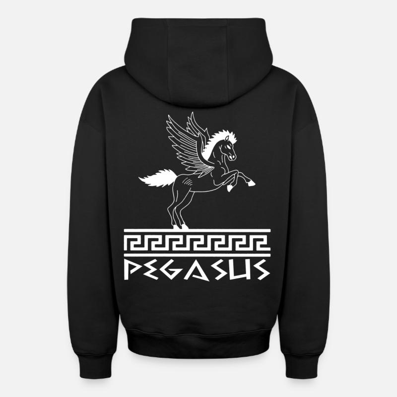 Cheval Pégase blanc - Sweat à capuche unisexe zippé oversize épais SPREAD - noir