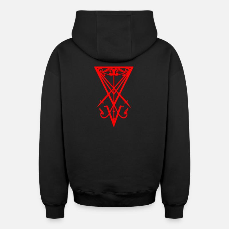 Symbole de Lucifer - Sweat à capuche unisexe zippé oversize épais SPREAD - noir