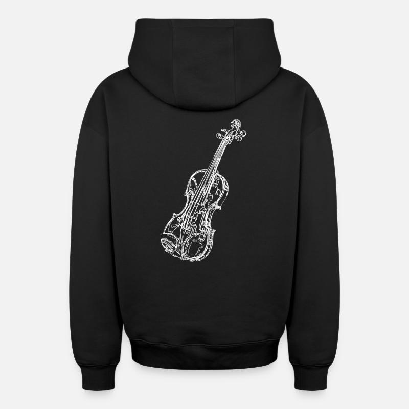 Violon - Sweat à capuche unisexe zippé oversize épais SPREAD - noir