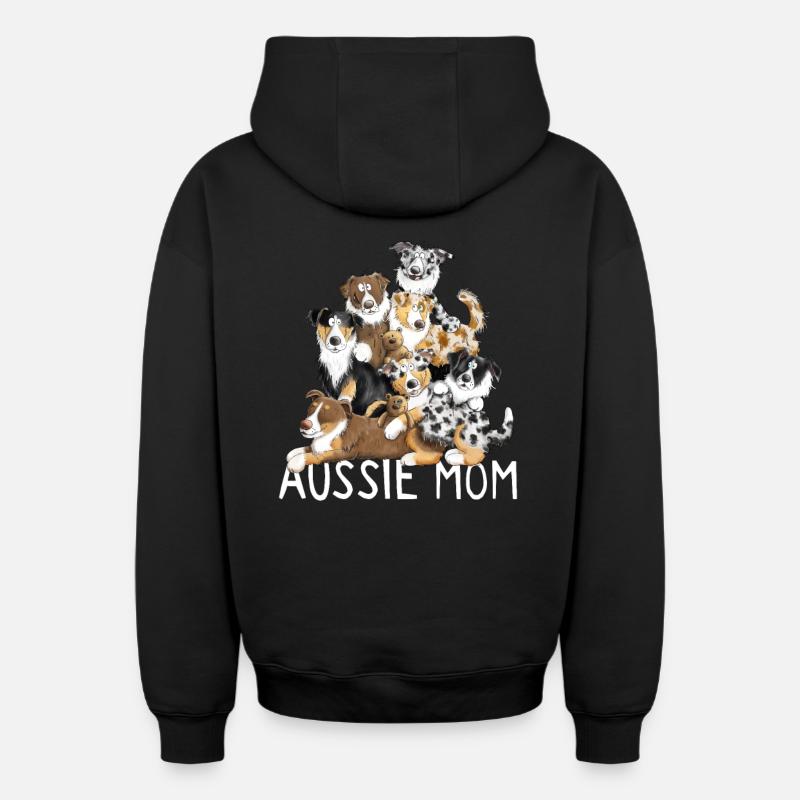Australian Shepherd Maman - Sweat à capuche unisexe zippé oversize épais SPREAD - noir