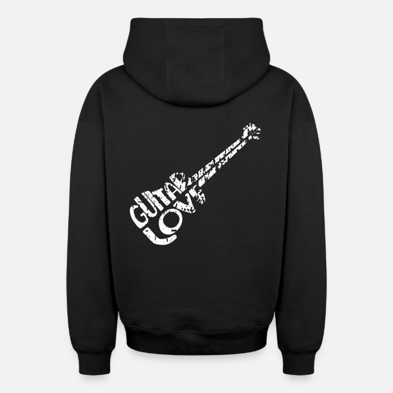 Guitariste - Sweat à capuche unisexe zippé oversize épais SPREAD - noir