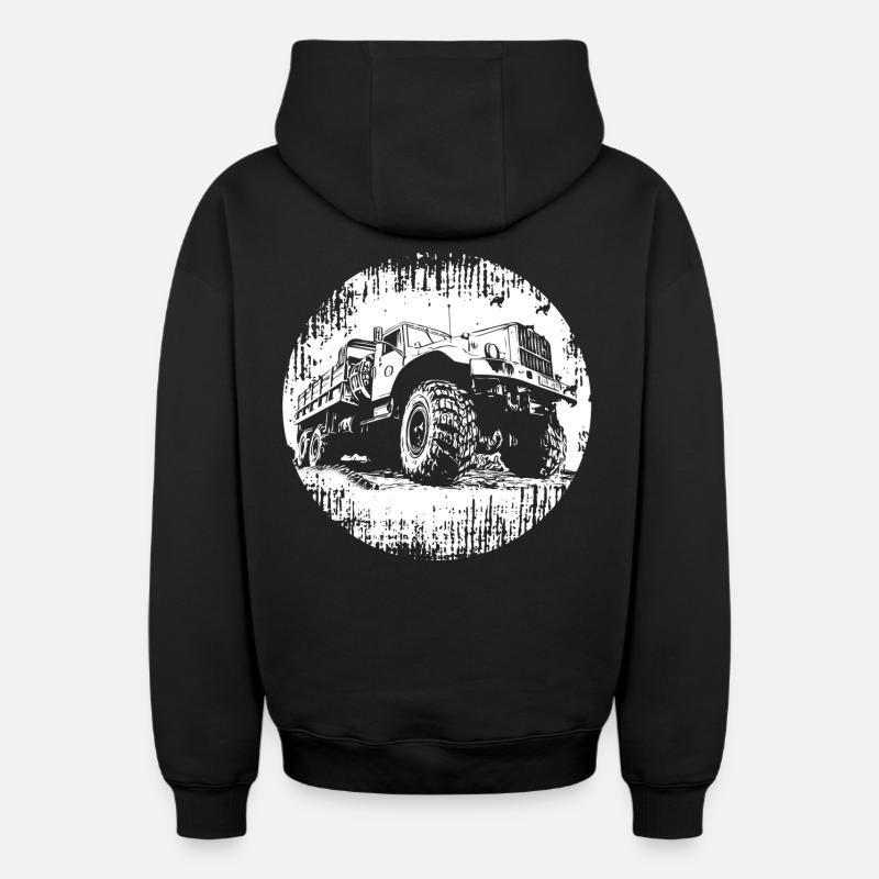Kraz Camion GDR OSTALGIE - Sweat à capuche unisexe zippé oversize épais SPREAD - noir