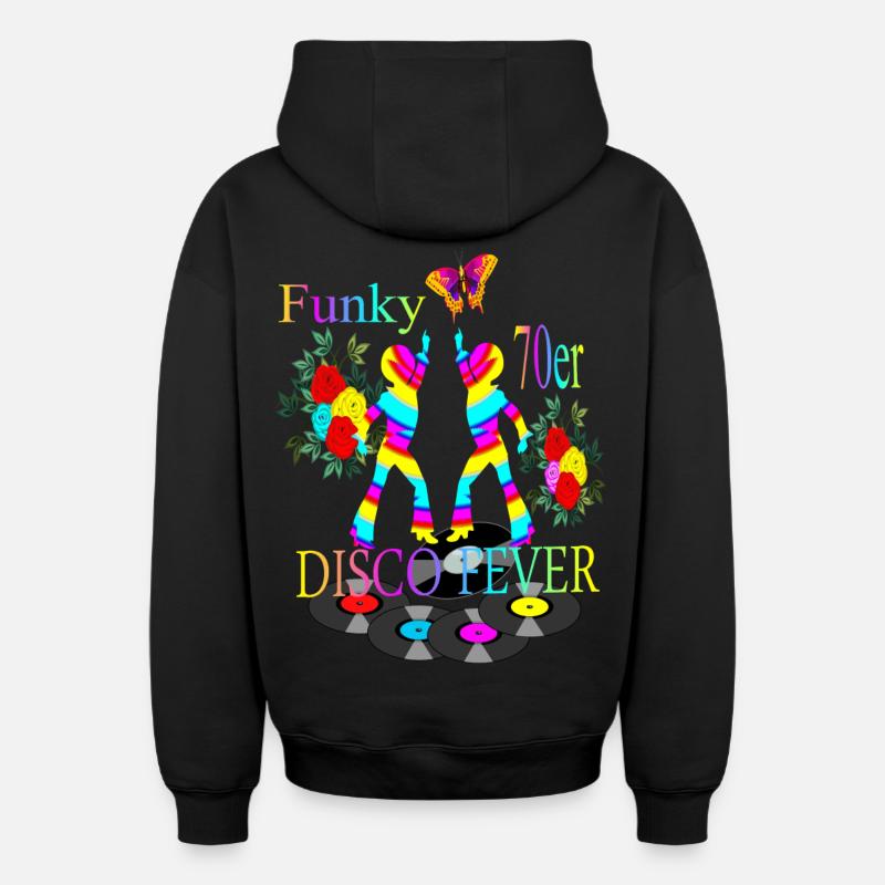 Disco Fièvre 70 - Sweat à capuche unisexe zippé oversize épais SPREAD - noir