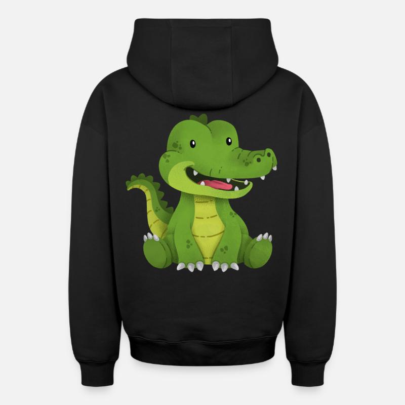 crocodile - Sweat à capuche unisexe zippé oversize épais SPREAD - noir